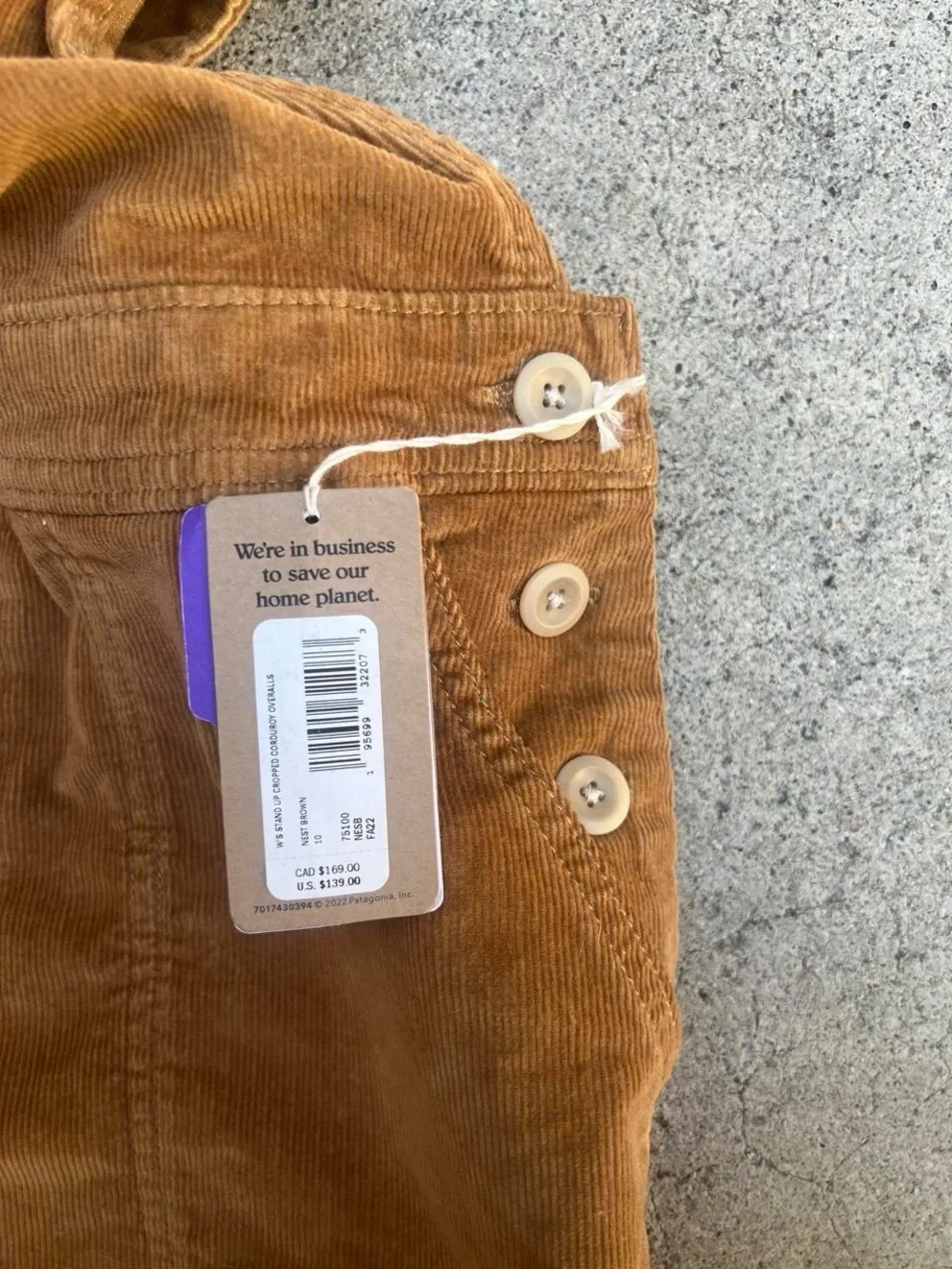 NWT Patagonia Corduroy Stand Up Overalls Size 10 Wide Leg - Picture 4 of 8